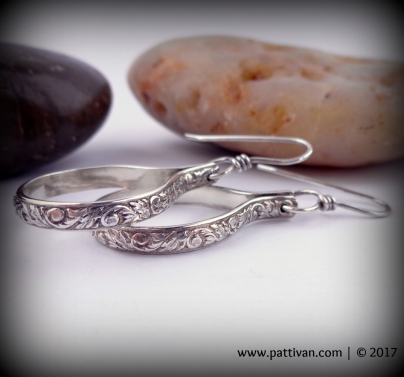 Patterned Sterling Silver Hoop Earrings