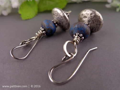 Sterling Pewter and Artisan Ceramic Earrings