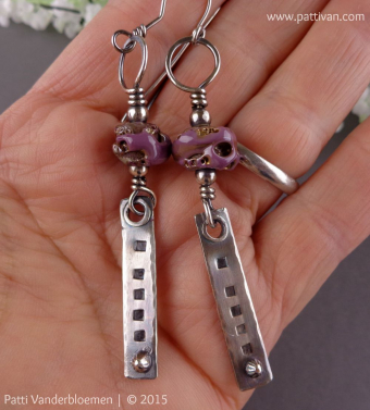 Artisan Glass and Sterling Silver Earrings