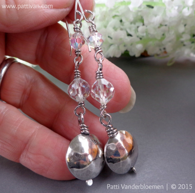 Handcrafted Sterling Beads and Crystal Drop Earrings