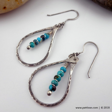 Sterling Silver and Turquoise Hoop Earrings