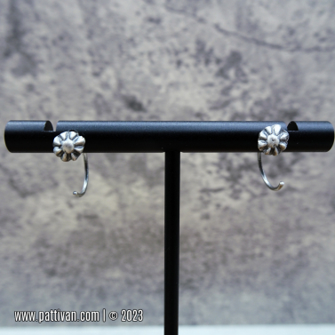 Sterling Silver Flower Huggie Hoops