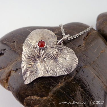 Reticulated Sterling Silver Heart and Carnelian Pendant