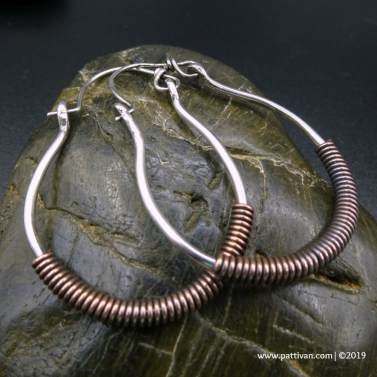 Sterling Silver Hoops with Copper Accents