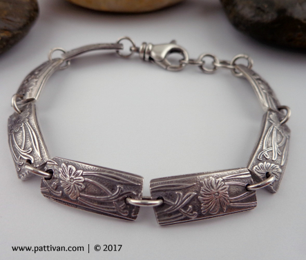 Sterling Silver Patterned Link Bracelet