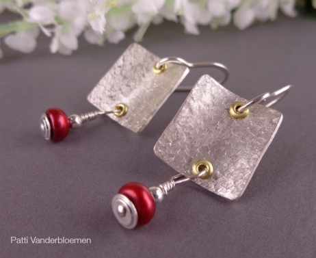 Sterling Silver Tabs and Cranberry Pearls