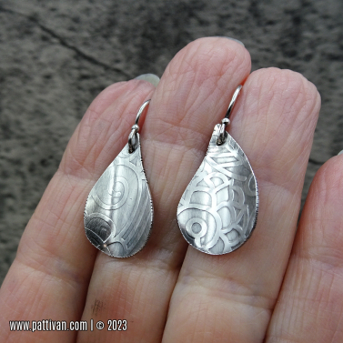 Textured Sterling Silver Tear Drop Earrings