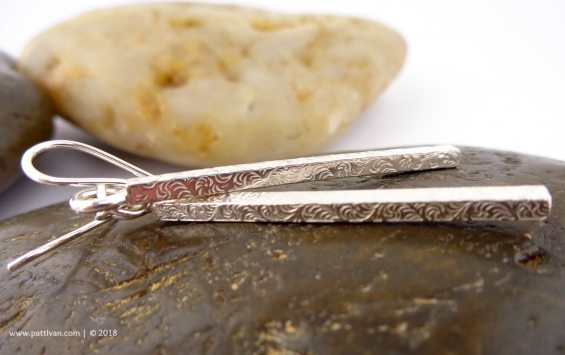 Textured Sterling Silver Matchstick Style Earrings