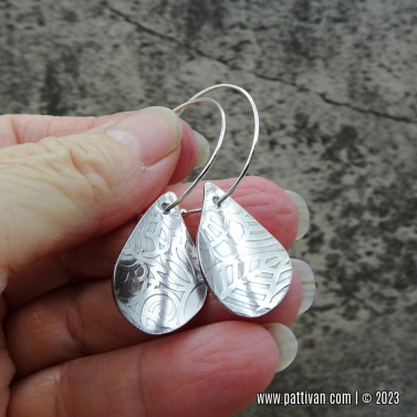 Sterling Silver Textured Tear Drop Earrings