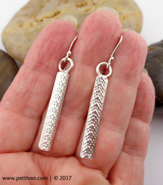 Snakeskin Textured Sterling Silver Earrings