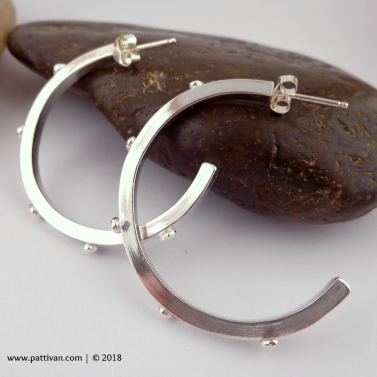 Studded Sterling Silver Post Style Hoops