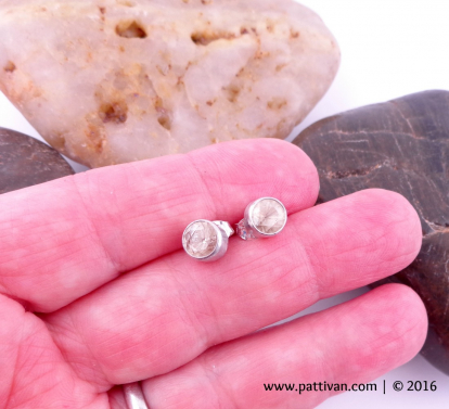 Sterling Silver Studs with Savannah Sunstone Faceted Gems