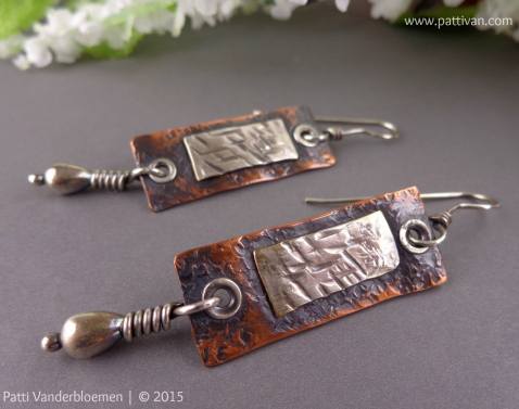 Textured Mixed Metal Tabular Earrings