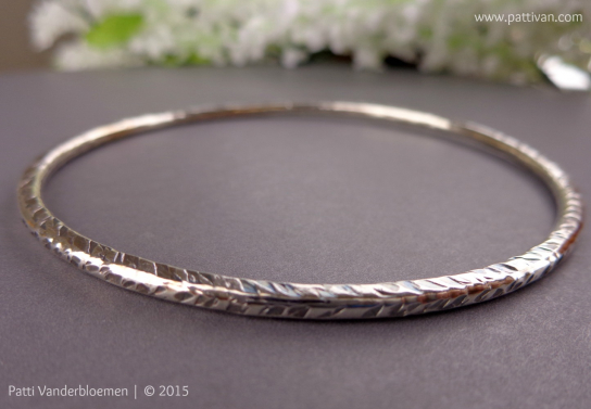 Heavy Textured Sterling Silver Oval Bangle