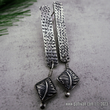 Textured Sterling Silver Drop Earrings