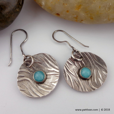 Textured Sterling Silver and Amazonite Earrings