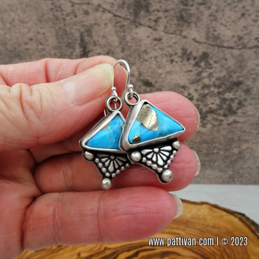 Textured Turquoise Triangle Earrings - Kingman