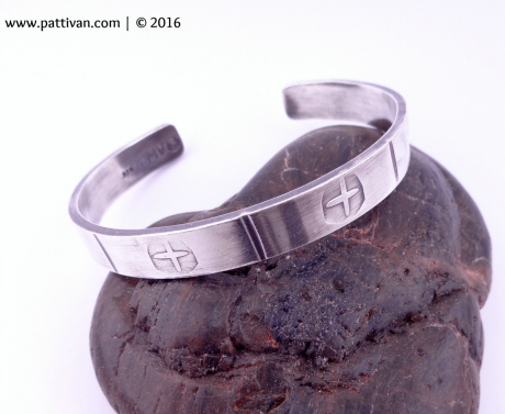 Thick Hand Stamped Sterling Silver Cuff