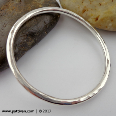 Heavy Faceted Sterling Silver Bangle