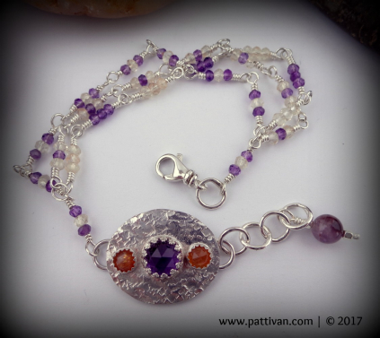 Delicate Triple Strand Amethyst and Citrine Bracelet