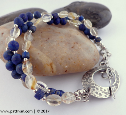 Lapis with Lemon Quartz and Hand Forged Sterling Toggle Clasp