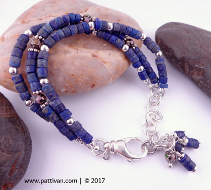Triple Strand Laps and Sterling Silver Adjustable Bracelet