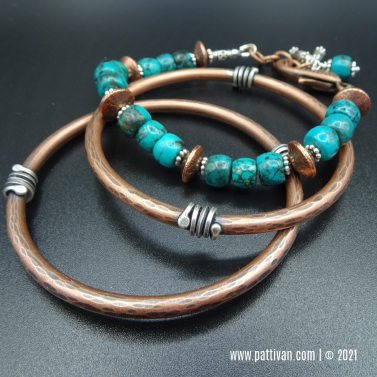 Turquoise and Mixed Metal Bracelet Stack