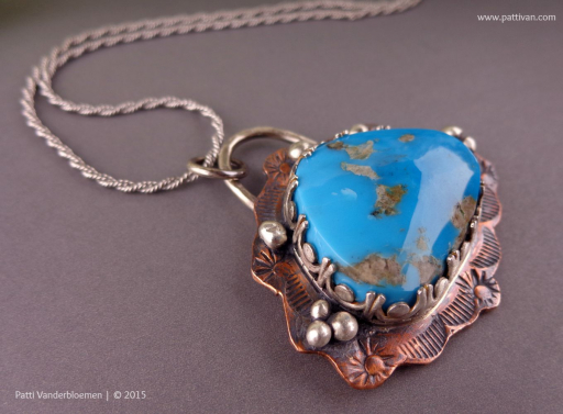 Kingman Turquoise and Mixed Metal Pendant