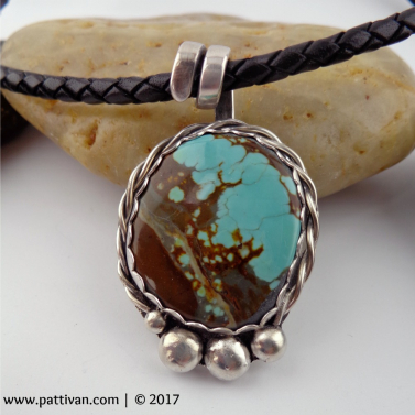 Turquoise and Sterling Silver Pendant Necklace