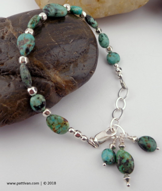 Turquoise and Sterling Silver Adjustable Bracelet