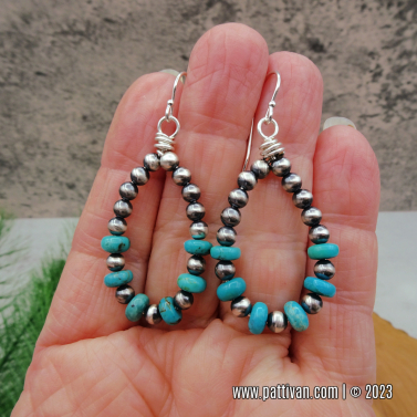 Turquoise and Sterling Silver Hoops