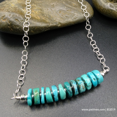 Turquoise Stack and Sterling Silver Necklace