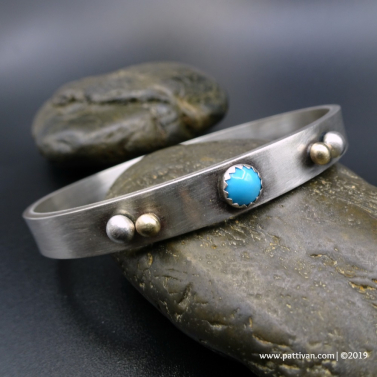 Turquoise 14K G and Sterling Silver Bracelet