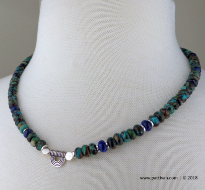 Turquoise Lapis Lazuli and Sterling Silver Necklace