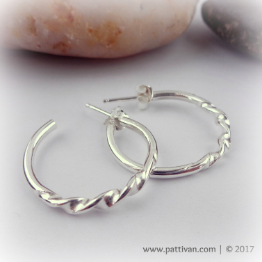 Twisted Sterling Silver Hoops