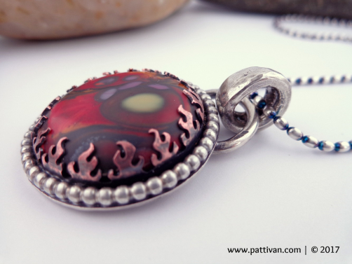 Vibrant Artisan Glass and Mixed Metal Pendant Necklace