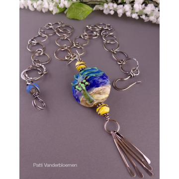 Artisan Made Glass Bead and Handmade Sterling Chain