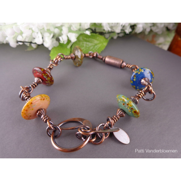 Artisan Lampwork and Copper Bracelet
