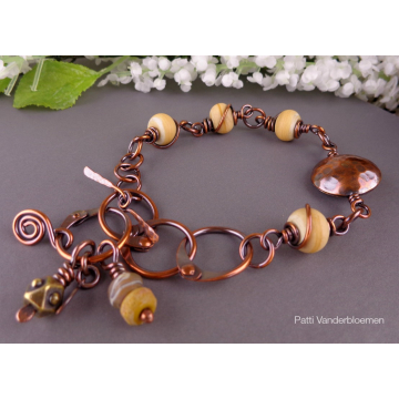 Artisan Lampwork and Copper Bracelet