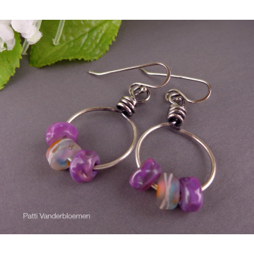 Sterling Hoops with Artisan Glass Beads