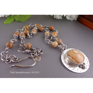 Picture Jasper and Sterling Silver Necklace