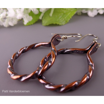 Twisted Copper Hoops