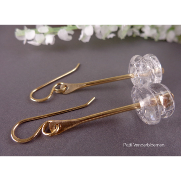 Gold Dangle Earrings with Artisan Lampwork Beads