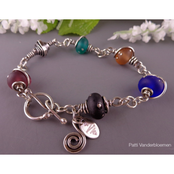 Lampwork Jewels and Sterling Silver Bracelet