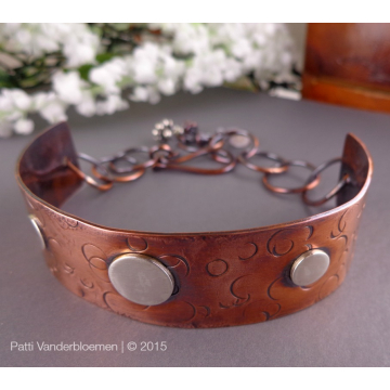 Sterling Silver and Copper Adjustable Bracelet
