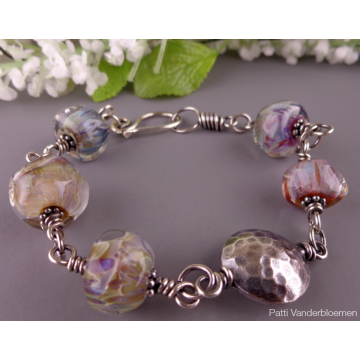 Artisan Beads and Sterling Silver Bracelet