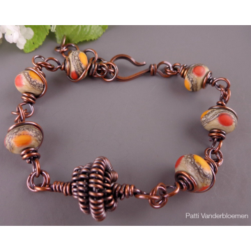 Copper Bracelet with Artisan Lampwork