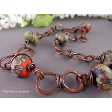 Rustic Artisan Beads and Solid Copper Necklace