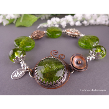 Artisan Lampwork and Mixed Metal Bracelet