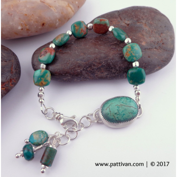 Turquoise and SS Adjustable Bracelet